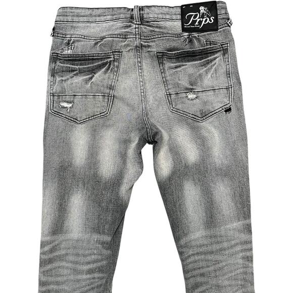 PRPS Windsor Soundness Skinny Stretch Fit Distressed Tapered Grey Jeans - Picture 4 of 11